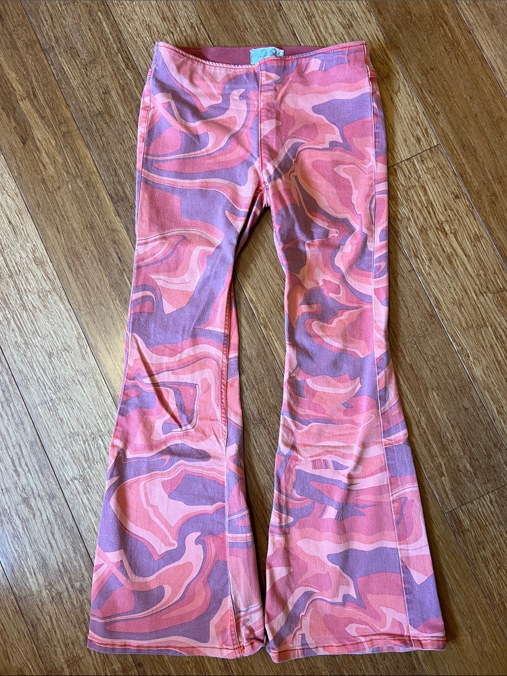 Free People Pink & Purple Swirl Flare Pants size 28